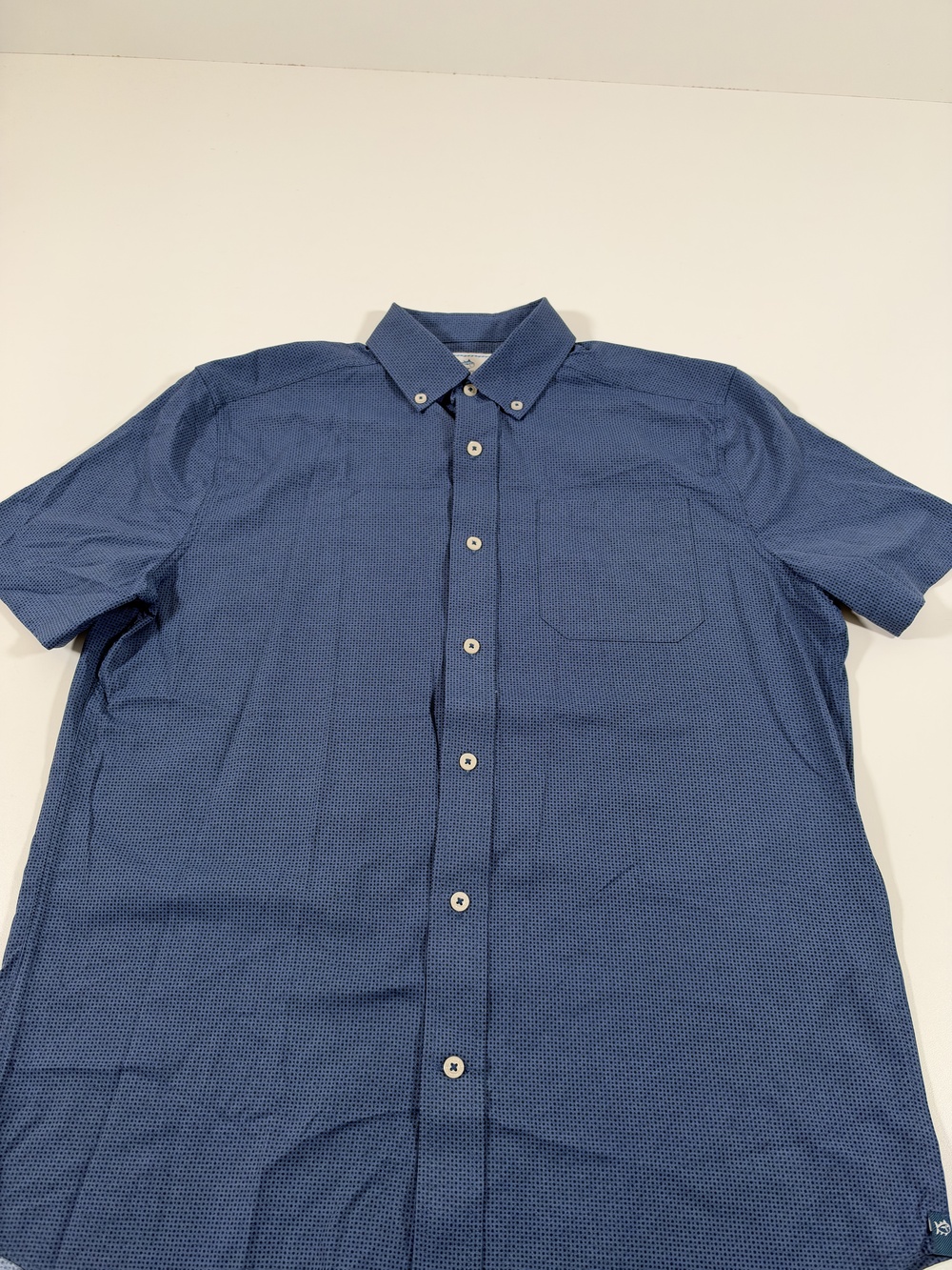 Southern Tide Shirt Mens S Blue Dot Intercoastal Short Sleeve Button Up Stretch